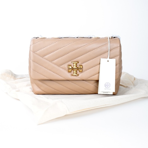 NWT Tory Burch Small KIRA Chevron Shoulder Nappa Leather Bag Devon Sand $548 - Picture 7 of 13